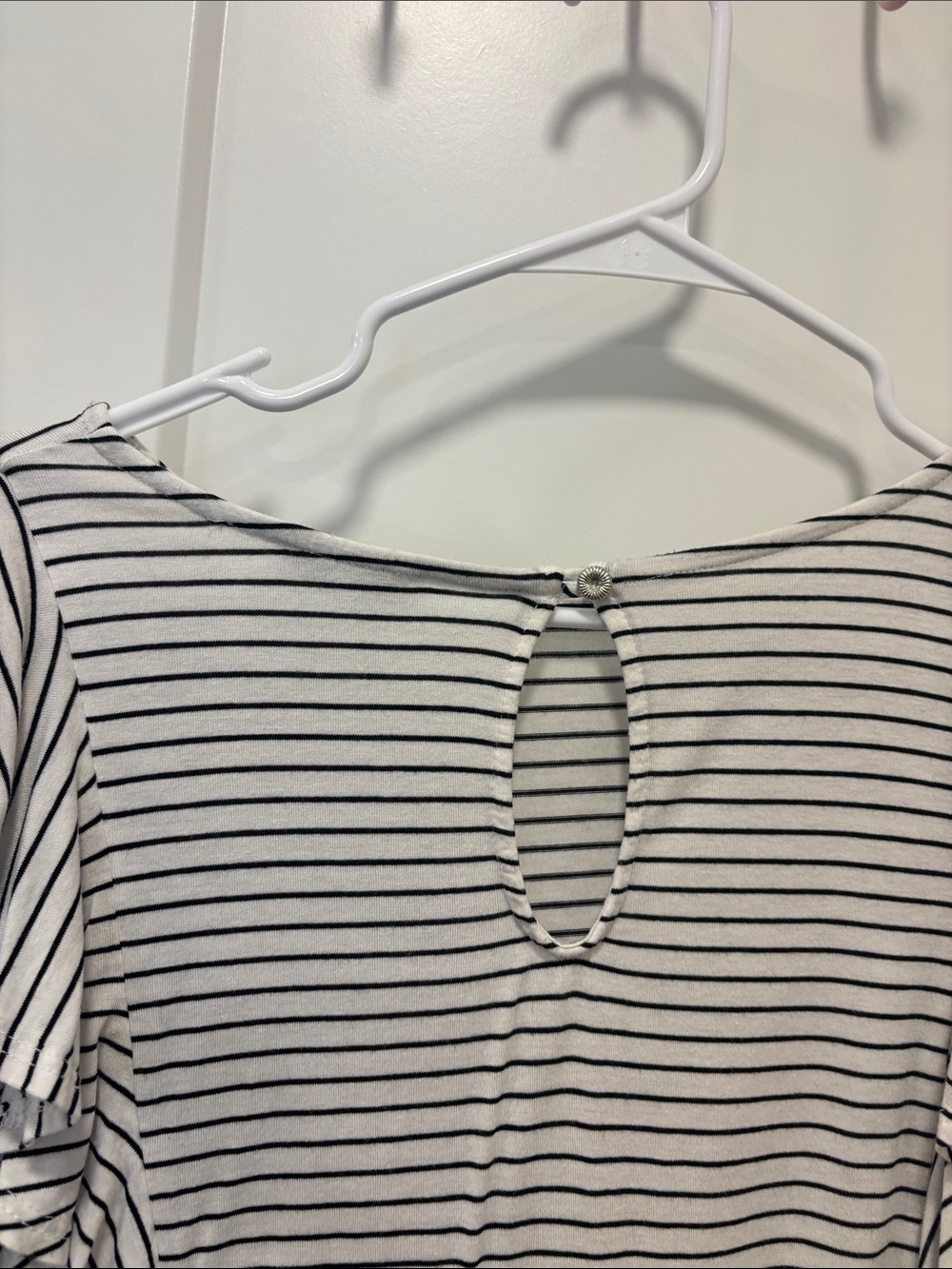white birch Black & White Striped Ruffle-Trim Long Sleeve Top - Picture 4 of 5